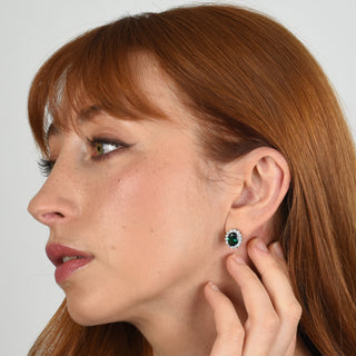 Dacia Silver Emerald Earrings