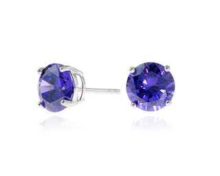 Lana 8mm Sterling Silver  Violet Earrings